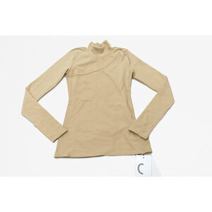 Commense Womens Beige Long Sleeve Mock Neck Stretch T-Shirt Top Size Small NWT
